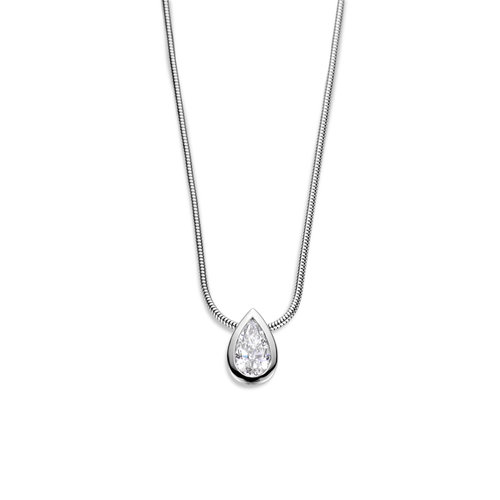 Leon Martens collier met hanger in witgoud met diamant Leon Martens Juwelier