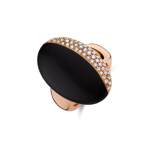 Leon Martens ring in roségoud met ebbenhout en diamant Leon Martens Juwelier Leon Martens ring in roségoud met ebbenhout en diamant Leon Martens Juwelier