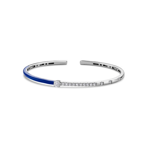 Leon Martens armband in witgoud met diamant, blauw geëmailleerd Leon Martens Juwelier