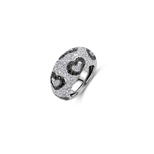 Leon Martens ring in witgoud met witte- en zwarte diamant Leon Martens Juwelier