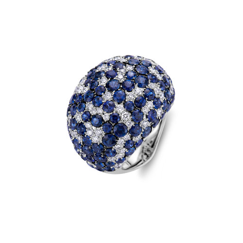 Leon Martens ring in witgoud met diamant en blauwe saffier Leon Martens Juwelier