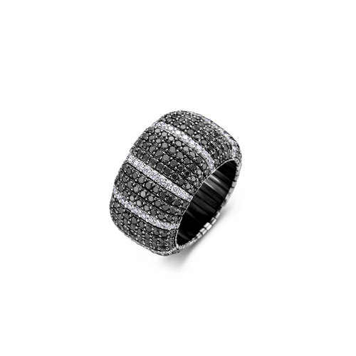 Leon Martens flexibele alliance ring in witgoud met witte- en zwarte diamant Leon Martens Juwelier Leon Martens flexibele alliance ring in witgoud met witte- en zwarte diamant Leon Martens Juwelier