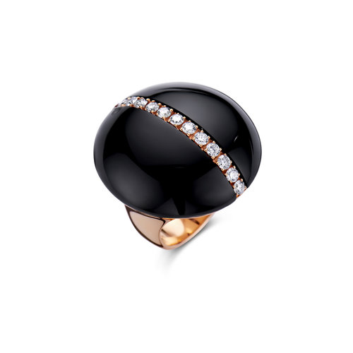 Leon Martens ring in roségoud met onyx en diamanten Leon Martens Juwelier