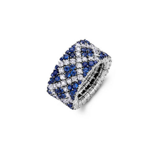 Leon Martens ring in witgoud met diamant en blauwe saffier Leon Martens Juwelier