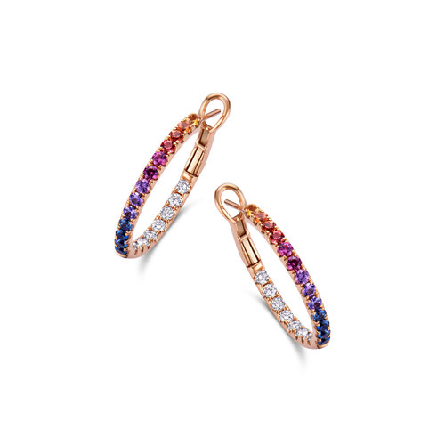 Leon Martens oorringen in roségoud met gekleurde saffier en diamant Leon Martens Juwelier Leon Martens oorringen in roségoud met gekleurde saffier en diamant Leon Martens Juwelier