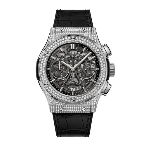Hublot Classic Fusion Aerofusion Titanium Pavé met diamant Leon Martens Juwelier Hublot Classic Fusion Aerofusion Titanium Pavé met diamant Leon Martens Juwelier