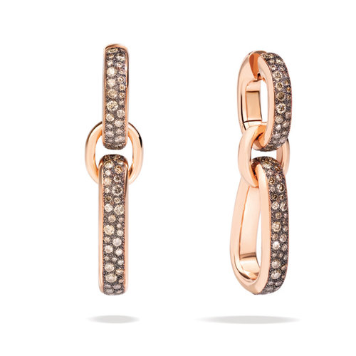 Pomellato Iconica oorhangers in roségoud met bruine diamant Leon Martens Juwelier