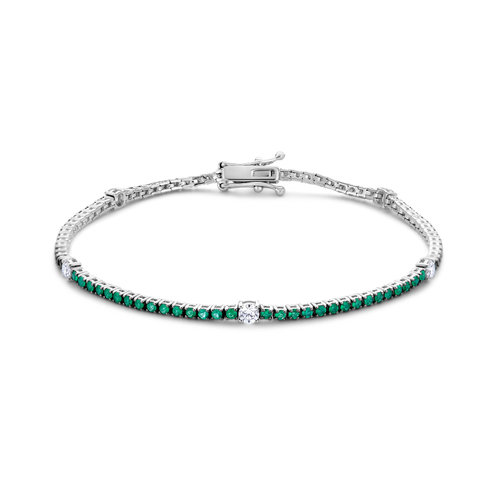 Leon Martens armband in witgoud met diamanten en smaragd Leon Martens Juwelier