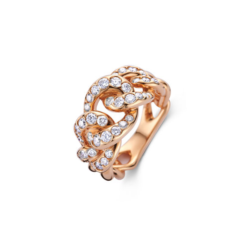 Leon Martens gourmette ring in roségoud met diamant Leon Martens Juwelier