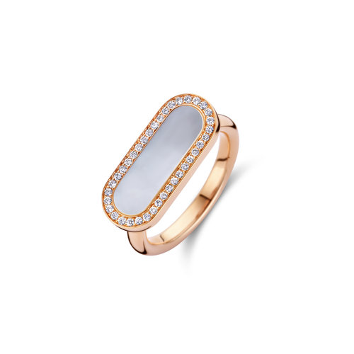 Leon Martens ring in roségoud met diamant en parelmoer Leon Martens Juwelier