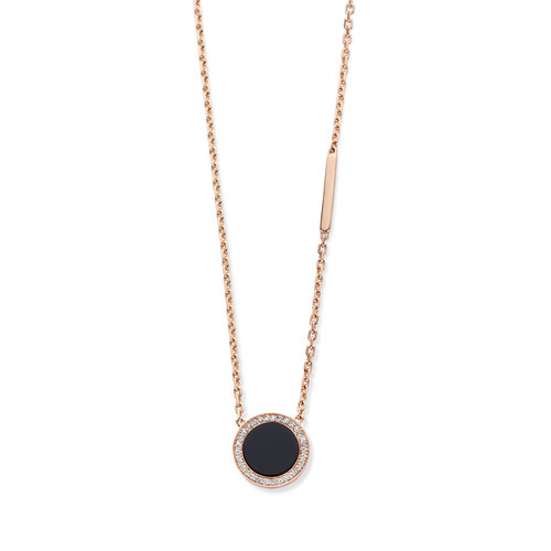 Leon Martens Tondo collier in roségoud met onyx en diamanten Leon Martens Juwelier