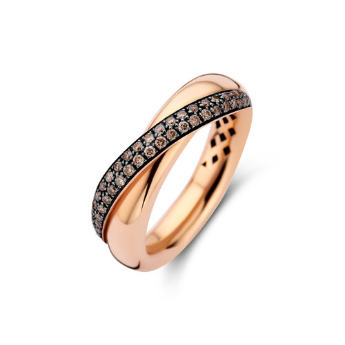 Leon Martens Bandenring in roségoud met bruine diamant Leon Martens Juwelier Leon Martens Bandenring in roségoud met bruine diamant Leon Martens Juwelier