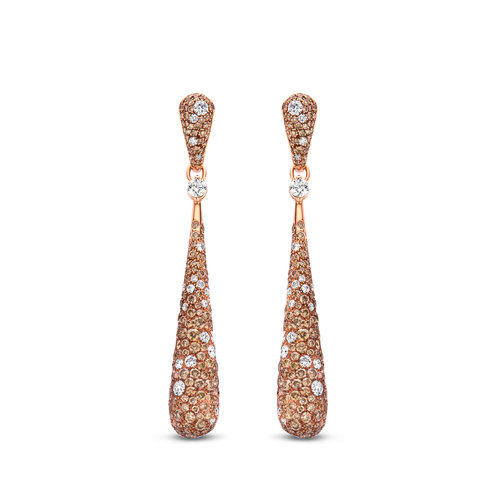 Leon Martens oorhangers in roségoud met bruine en witte diamant Leon Martens Juwelier