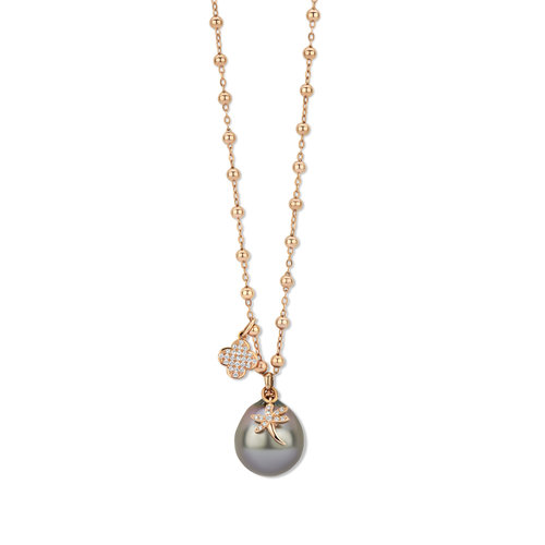 Leon Martens collier met hanger in roségoud met Tahiti parel en diamant Leon Martens Juwelier