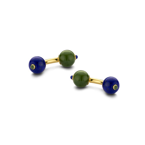 Leon Martens manchetknopen in geelgoud met lapis lazuli en jade Leon Martens Juwelier Leon Martens manchetknopen in geelgoud met lapis lazuli en jade Leon Martens Juwelier