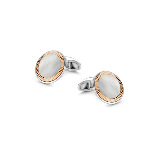 Leon Martens manchetknopen in rosé- met witgoud en parelmoer Leon Martens Juwelier Leon Martens manchetknopen in rosé- met witgoud en parelmoer Leon Martens Juwelier