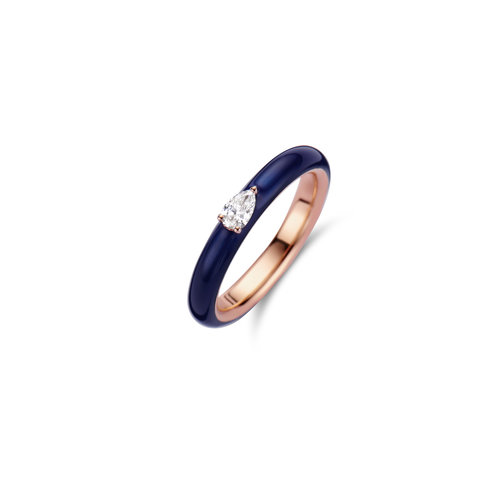 Leon Martens solitair ring in roségoud met diamant, zwart geëmailleerd Leon Martens Juwelier