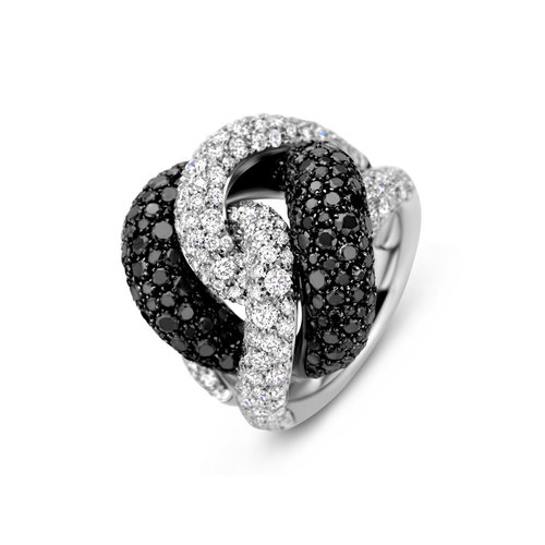 Leon Martens ring in witgoud met witte- en zwarte diamant Leon Martens Juwelier