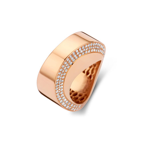 Leon Martens Wave ring in roségoud met diamant Leon Martens Juwelier