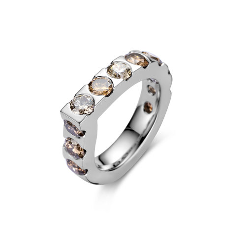 Tamara Comolli Signature ring in witgoud met bruine diamant Leon Martens Juwelier