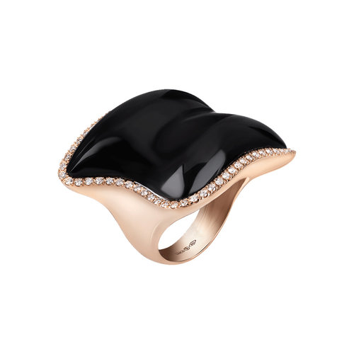 Chantecler Enchanté ring in roségoud met onyx en diamant Leon Martens Juwelier