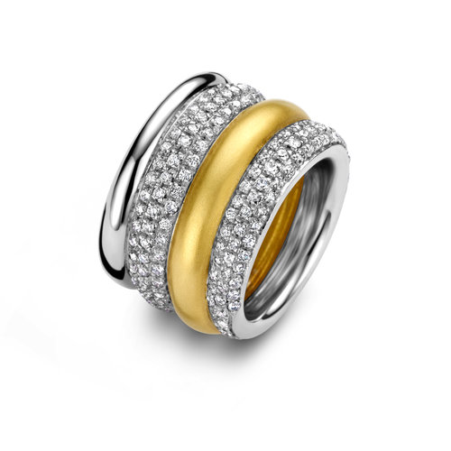 Pomellato Tubalore ring in witgoud met geelgoud en diamant Leon Martens Juwelier