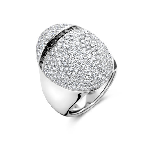 Leon Martens Scarabeo ring in witgoud met witte- en zwarte diamant Leon Martens Juwelier