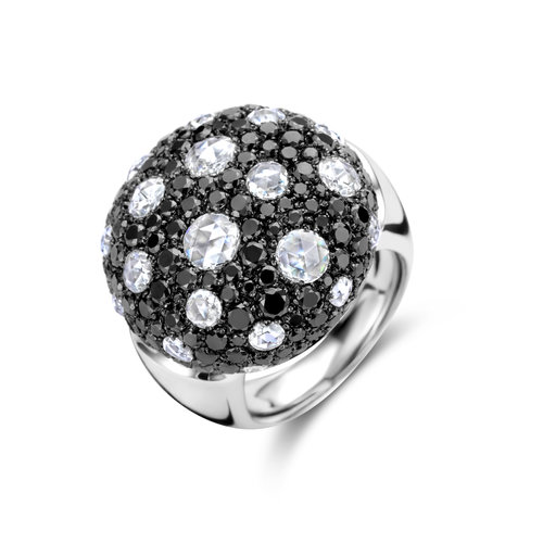 Leon Martens ring in witgoud met zwarte- en witte diamant Leon Martens Juwelier