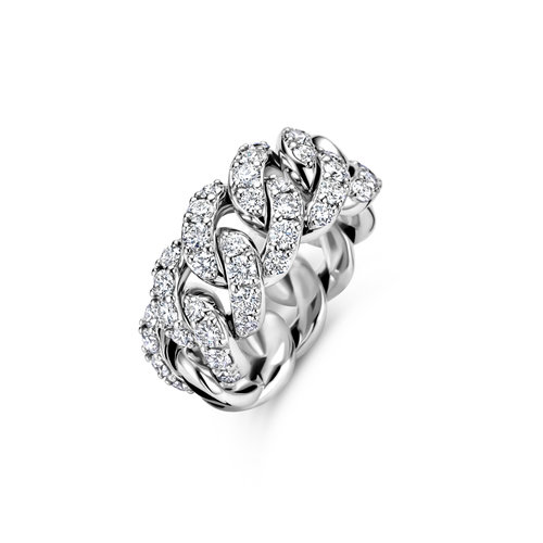 Leon Martens gourmette ring in witgoud met diamant Leon Martens Juwelier