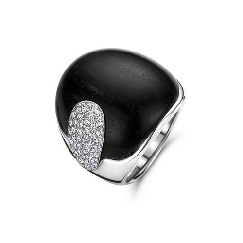 Leon Martens ring in witgoud met ebbenhout en diamant Leon Martens Juwelier