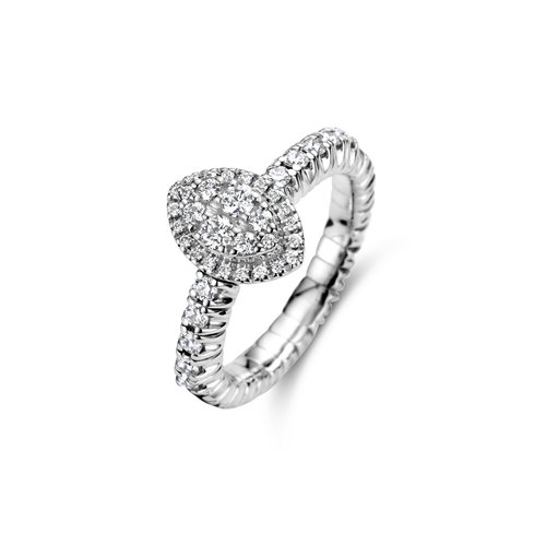 Leon Martens rekbare ring in witgoud met diamant Leon Martens Juwelier