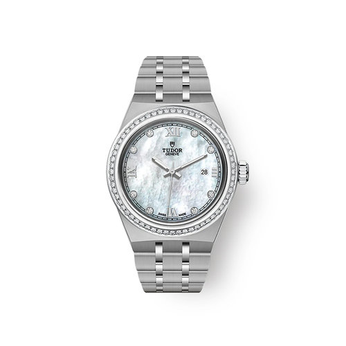 Tudor royal 28 in staal met diamant en parelmoer Leon Martens Juwelier Tudor royal 28 in staal met diamant en parelmoer Leon Martens Juwelier