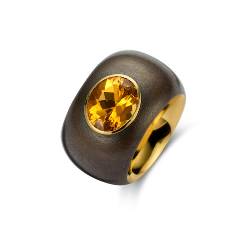 IsabelleFa ring in roségoud met brons en citrien kleursteen Leon Martens Juwelier IsabelleFa ring in roségoud met brons en citrien kleursteen Leon Martens Juwelier