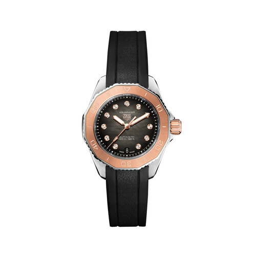 TAG Heuer Aquaracer Professional 200 in staal met roségoud en diamant Leon Martens Juwelier