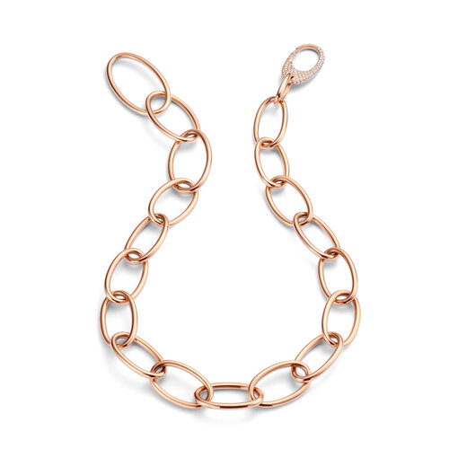 Mattioli Hiroko schakelcollier in roségoud met diamant Leon Martens Juwelier
