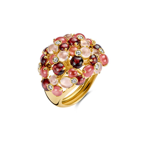 Leon Martens ring in roségoud met diamant en kleurstenen Leon Martens Juwelier