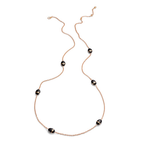 Scarabeo collier in roségoud zwart geëmailleerd Leon Martens Juwelier