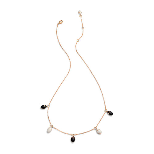 Scarabeo collier in roségoud zwart- en wit geëmailleerd Leon Martens Juwelier