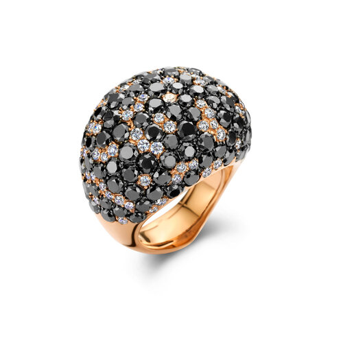 Leon Martens Ring in roségoud met zwarte- en witte diamant Leon Martens Juwelier