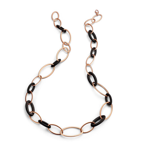 Leon Martens schakelcollier in roségoud met ebbenhout Leon Martens Juwelier Leon Martens schakelcollier in roségoud met ebbenhout Leon Martens Juwelier