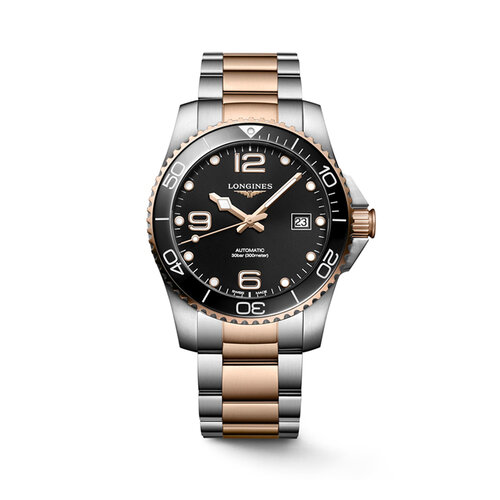 Longines Hydroconquest in staal met roségouden PVD-coating Leon Martens Juwelier Longines Hydroconquest in staal met roségouden PVD-coating Leon Martens Juwelier