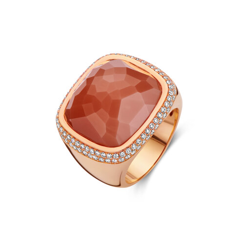 Tirisi ring in roségoud met maansteen en diamant Leon Martens Juwelier