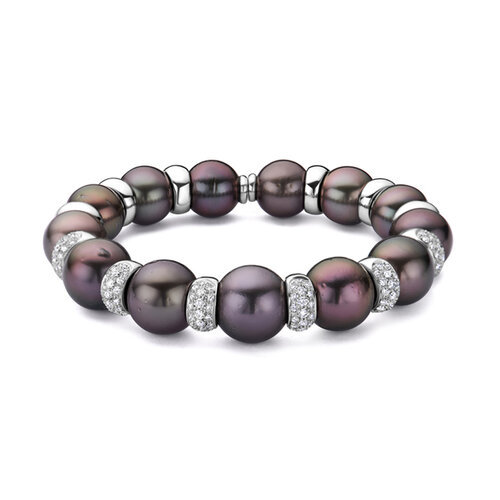Leon Martens parelarmband in witgoud met Tahiti parels en diamant Leon Martens Juwelier Leon Martens parelarmband in witgoud met Tahiti parels en diamant Leon Martens Juwelier