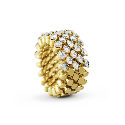 Serafino Consoli Brevetto multi sizable ring in geelgoud met diamant Leon Martens Juwelier