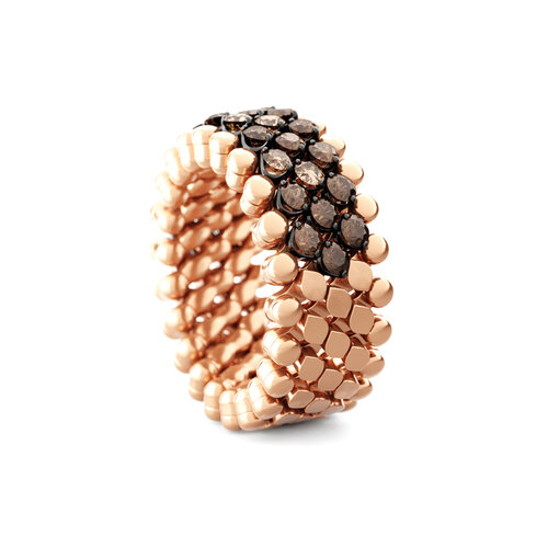 Serafino Consoli Brevetto multi sizable ring  in roségoud met bruine diamant Leon Martens Juwelier