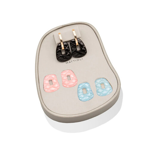 Mattioli Puzzle oorsieraden in roségoud met onyx, kwartsiet en aquamarijn Leon Martens Juwelier
