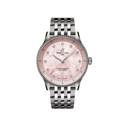 Breitling Navitimer 32 in staal met parelmoer en diamant Leon Martens Juwelier