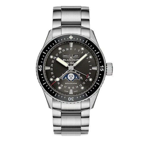 Blancpain Fifty Fathoms Bathyscaphe Quantième Complet Phases de Lune in staal Leon Martens Juwelier