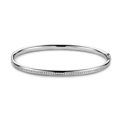 Leon Martens gladde armband in witgoud met diamant Leon Martens Juwelier