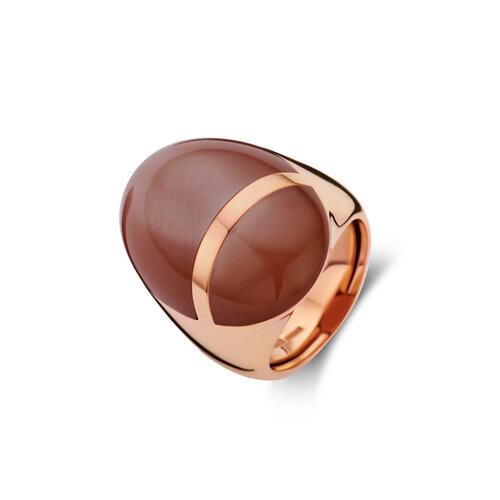 Scarabeo ring in roségoud met bruine maansteen Leon Martens Juwelier
